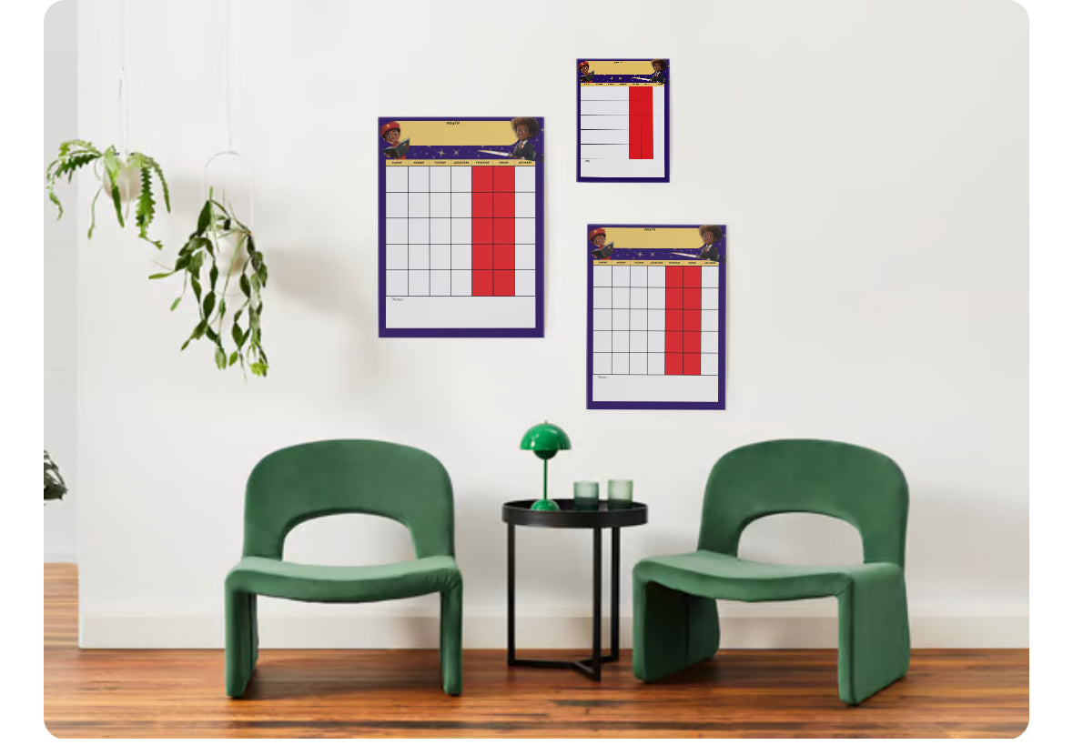 Poster- PDF Digital Download Black Boys Monthly (Adjustable)Calendar