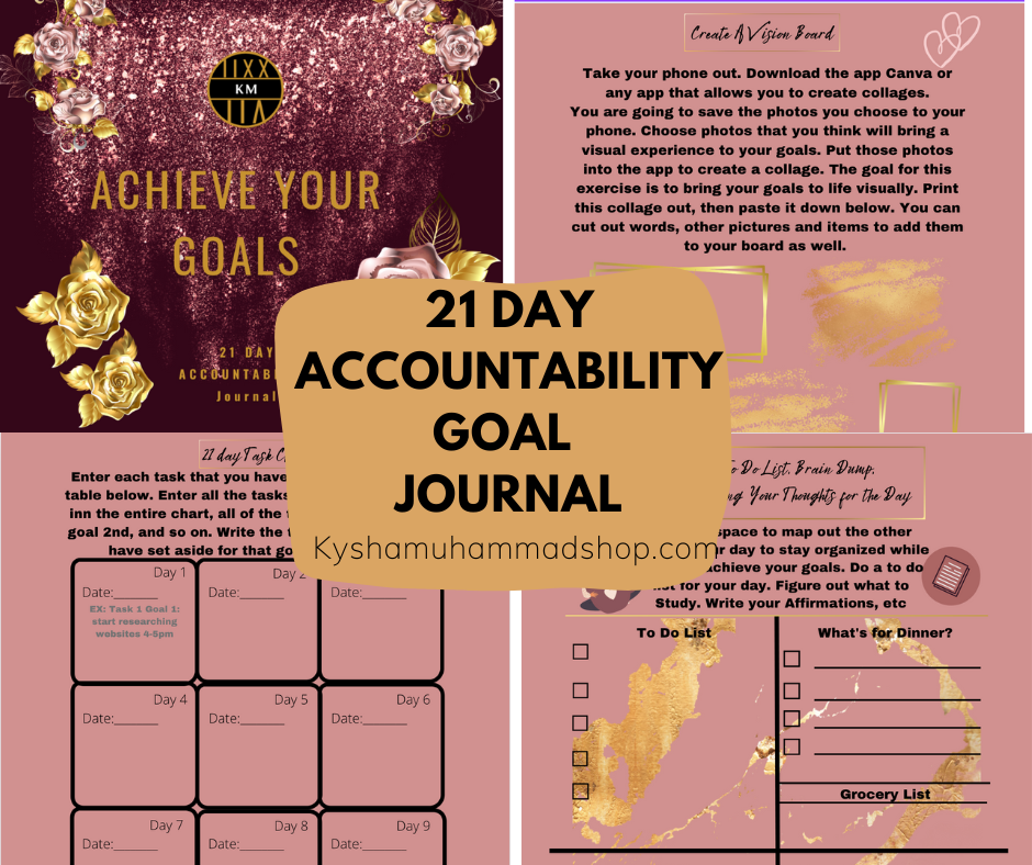 21 DAY GOAL ACCOUNTABILITY JOURNAL ---109 pages (Digital PDF Version)